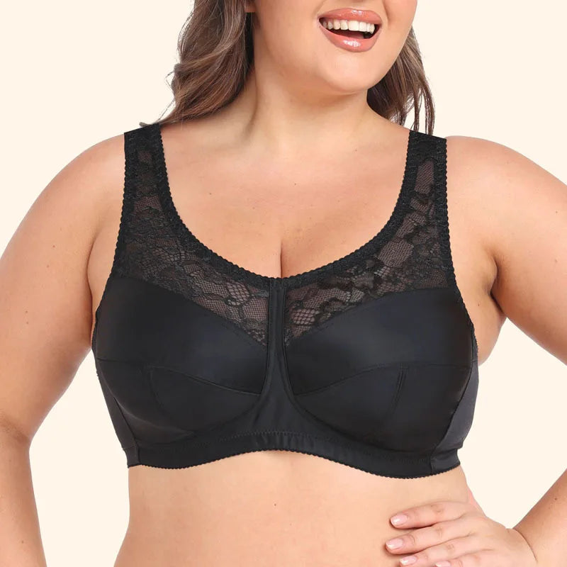 Plus Size Bra Ultra Thin Wire-Free Wide Comfort Shoulder Straps for Large Chest Full Coverage Lace Bralette Breathable Wear
