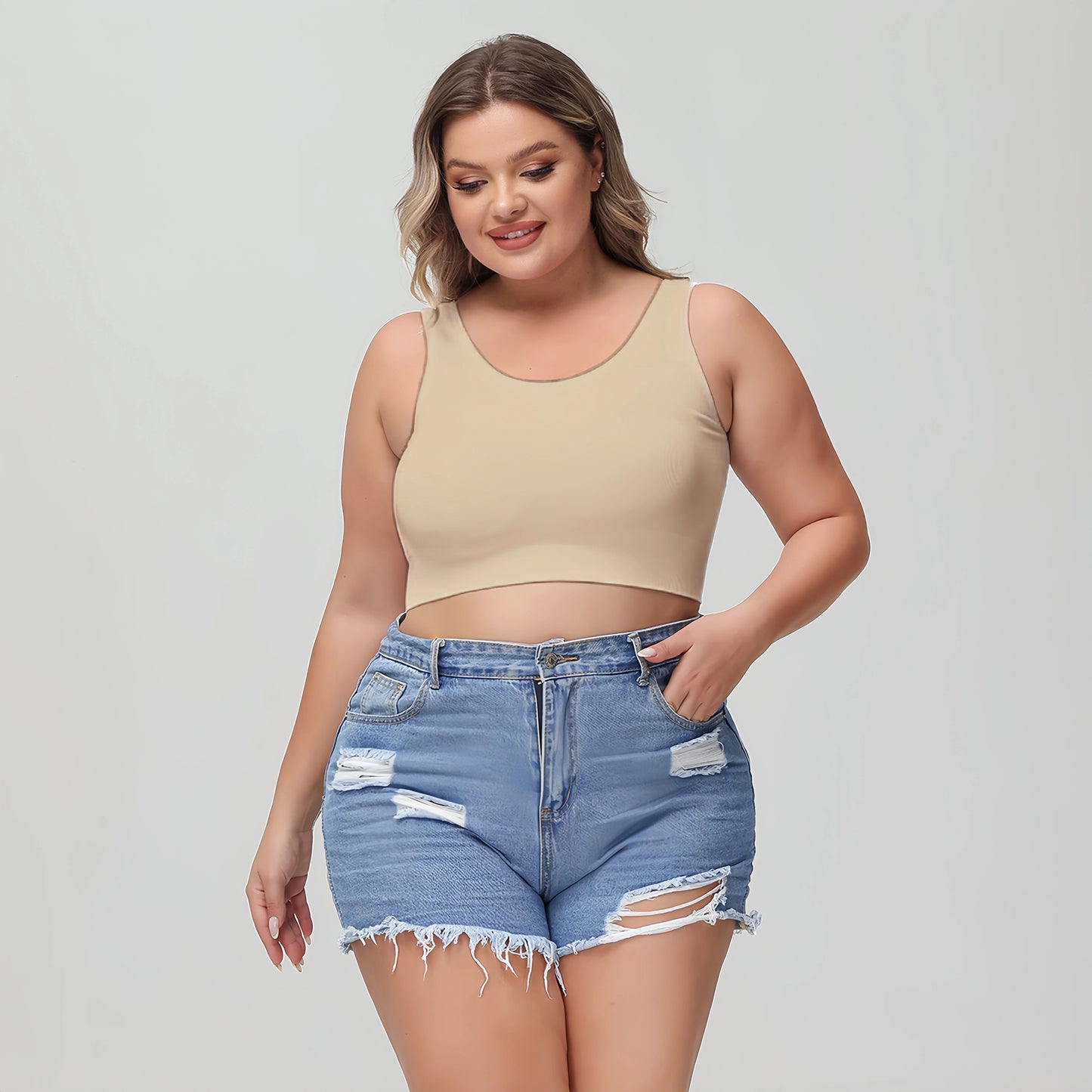 Plus-size women's bra with lift and prevention of sagging, shaping and support for side bust, comfortable without wire support.