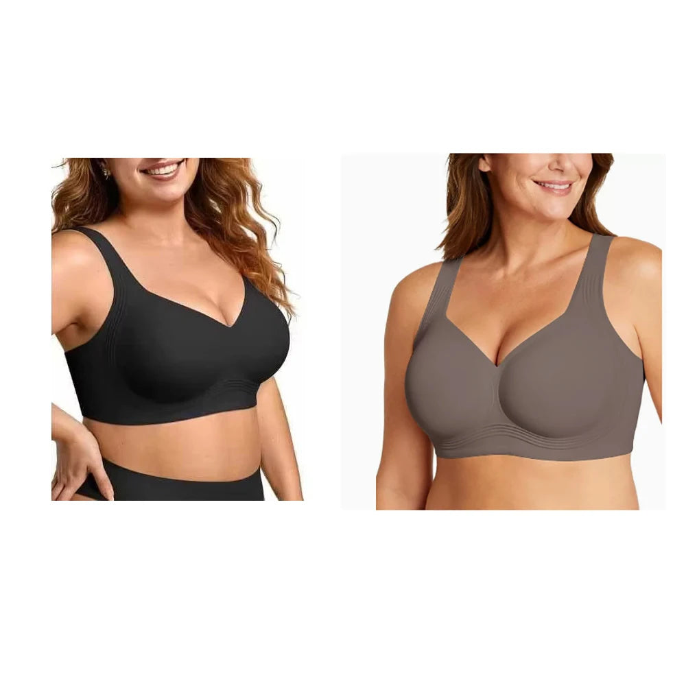 Women's Plus Size Seamless Jelly Soft Support Bra Leopard Print Wire-Free Full Cup Thin Bra Breathable Push Up Bra Large Bust