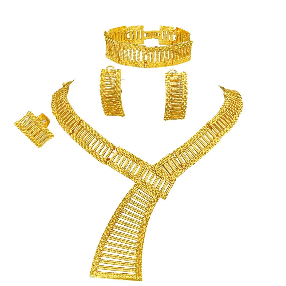 Exaggerate Statement Big Jewelry Set Dubai African Luxury 18K Gold Plated Women Jewellery Set Wedding Party Gift 2025 Trendy New