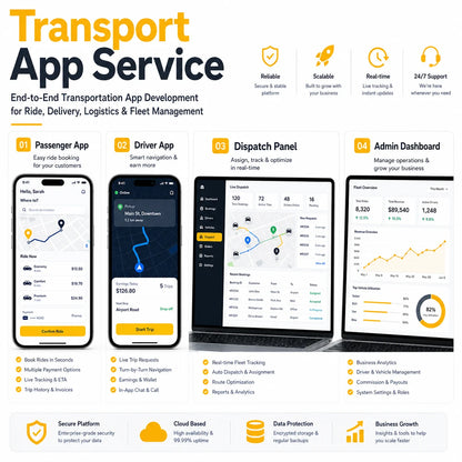Mobile App Development Services with Mobile App Development Transportation Software for Taxi Fleet and Logistics