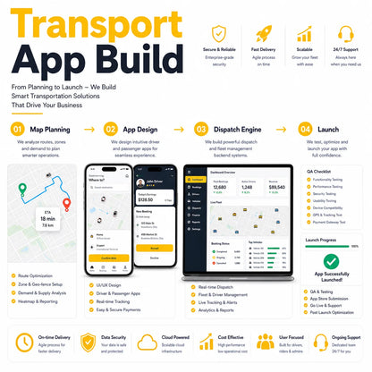 Mobile App Development Services with Mobile App Development Transportation Software for Taxi Fleet and Logistics