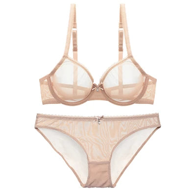 Varsbaby New Ultra-thin Mesh Lace Sexy Lingerie Women Transparent Gather Plus Size Bra Sets
