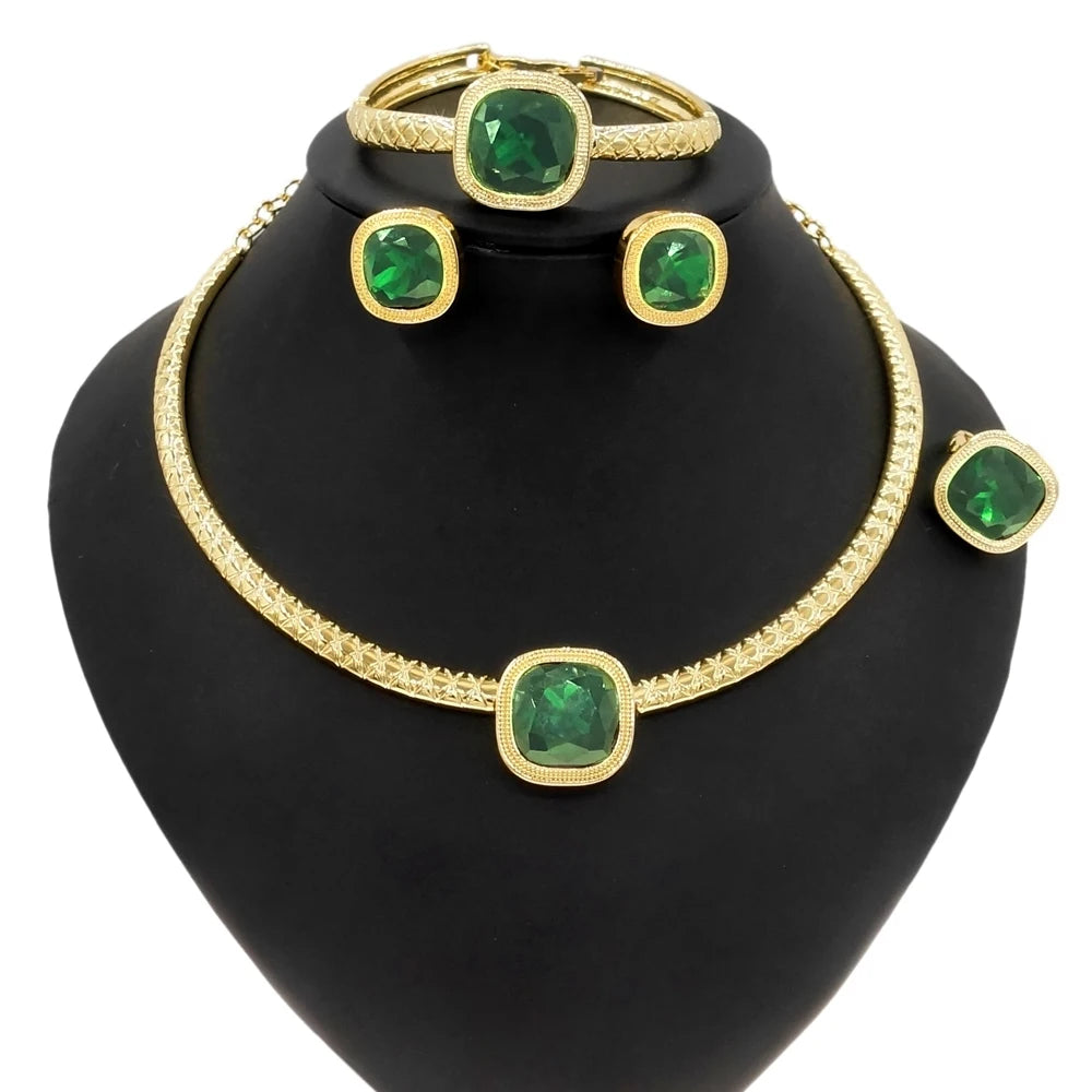 Luxury Stainless Steel Jewelry 24K Gold Plated Dubai Bridal Wedding Party Jewelry Accessories Gift Women Necklace Gifts Yll