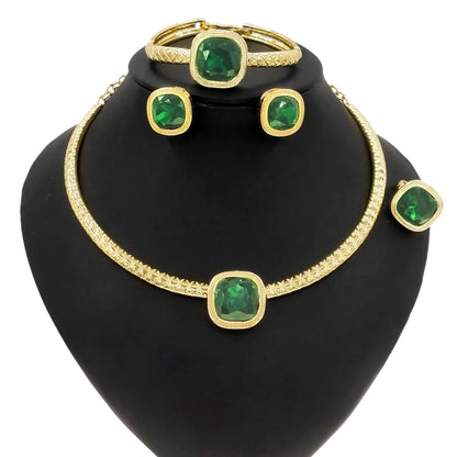 Luxury Stainless Steel Jewelry 24K Gold Plated Dubai Bridal Wedding Party Jewelry Accessories Gift Women Necklace Gifts Yll