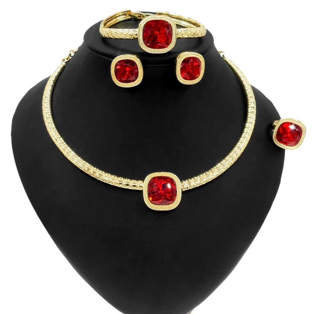 Luxury Stainless Steel Jewelry 24K Gold Plated Dubai Bridal Wedding Party Jewelry Accessories Gift Women Necklace Gifts Yll