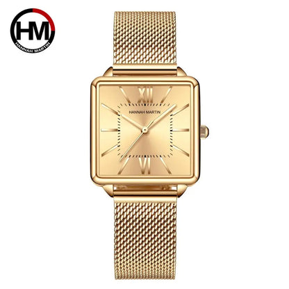 Japan Quartz Movement Green Dial Roman Square Watches Case Stanless Steel Fashion Wristwatch Ladies Rose Gold Watches For Women
