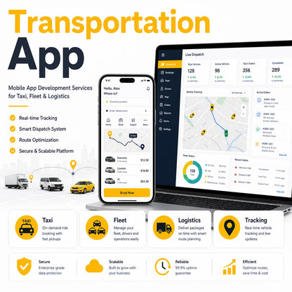 Mobile App Development Services with Mobile App Development Transportation Software for Taxi Fleet and Logistics