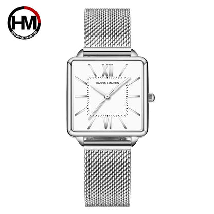 Japan Quartz Movement Green Dial Roman Square Watches Case Stanless Steel Fashion Wristwatch Ladies Rose Gold Watches For Women