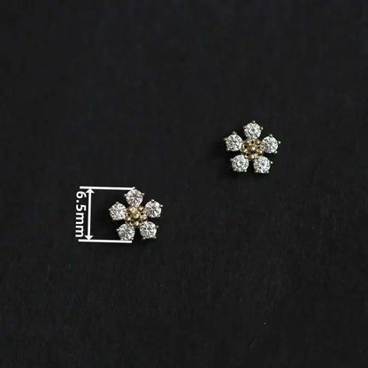 GOLDtutu Pure 9K Gold Jewelry Earrings for Women, Five Diamond Flower, 2020, ok497