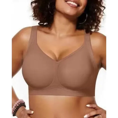 Women's Plus Size Seamless Jelly Soft Support Bra Leopard Print Wire-Free Full Cup Thin Bra Breathable Push Up Bra Large Bust