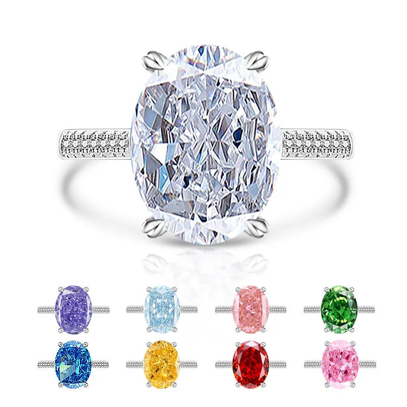 925 Sterling Silver Luxury Atmospheric Sparkle Pigeon Egg Zircon Ladies Ring Rose Gold Jewelry
