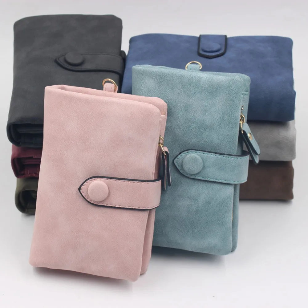 Ladies Pocket Purses Multi-slot Purse Tri-fold Wallet Soft Leather Short Wallet