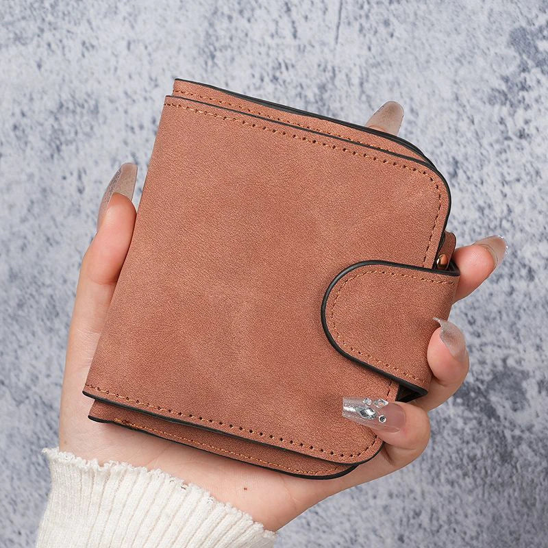 Ladies Zip Purse Women Wallet Frosted Leather Vintage Female Clutch Bag Credit Card Holder Phone Bag Money Clip