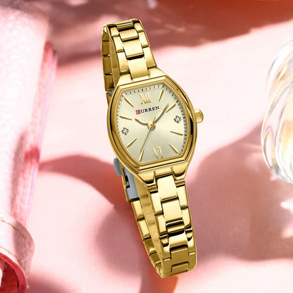 CURREN Gold Watches for Women Dainty Watches Luxury Ladies Dress Stainless Steel Bracelet Watch Analog Quartz Waterproof Watch