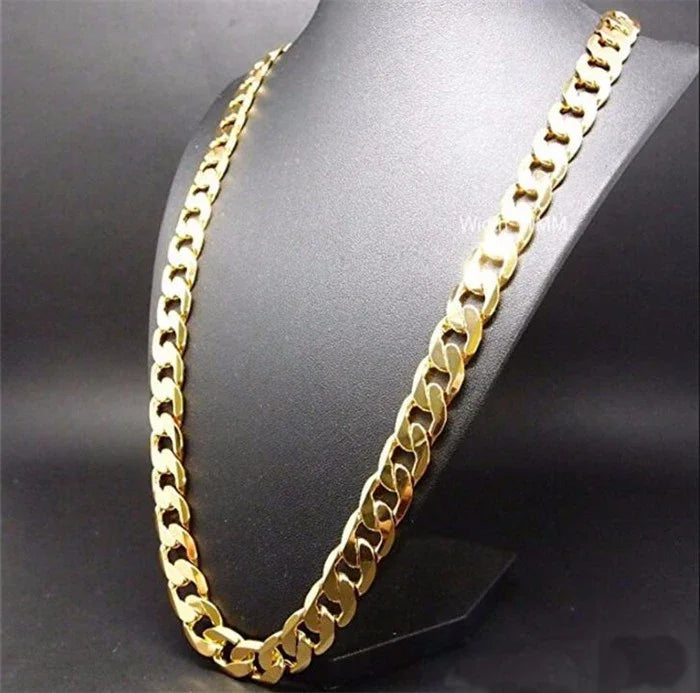 Pure Gold Color Necklace Jewelry, 18K Gold 10mm Heavry Necklace For Men 20'',22'',24'',26'',28'',30"