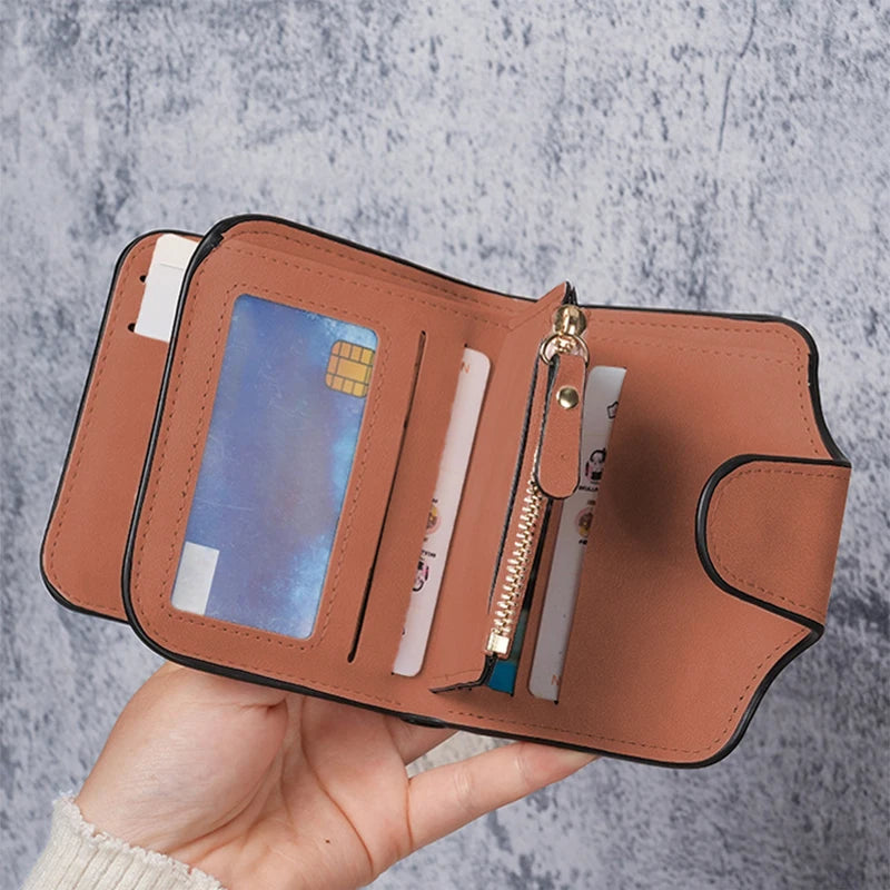 Ladies Zip Purse Women Wallet Frosted Leather Vintage Female Clutch Bag Credit Card Holder Phone Bag Money Clip