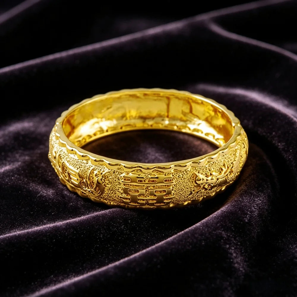 24K Real Gold Bracelet Hi Word Gold Bracelet Plating Gold for Women's Wedding Jewelry Gifts