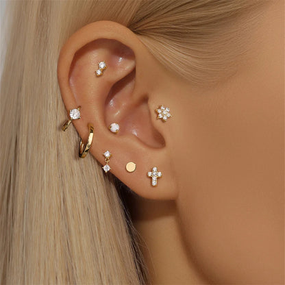 AIDE Single 1piece 14K Solid Gold Jewelry Stud Earring For Women Simple Mini Puncture Earrings Yellow Gold Jewelry Birthday Gift