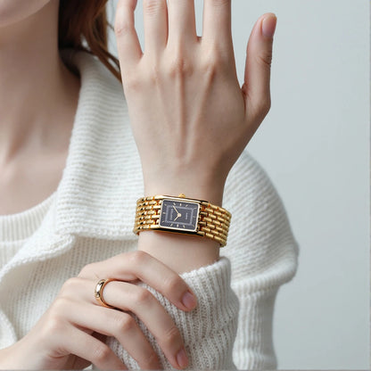Small Gold Watches for Women - Dainty Analog Quartz Watch for Women - Ladies Watches Square Bracelet Watches for Casual Dress