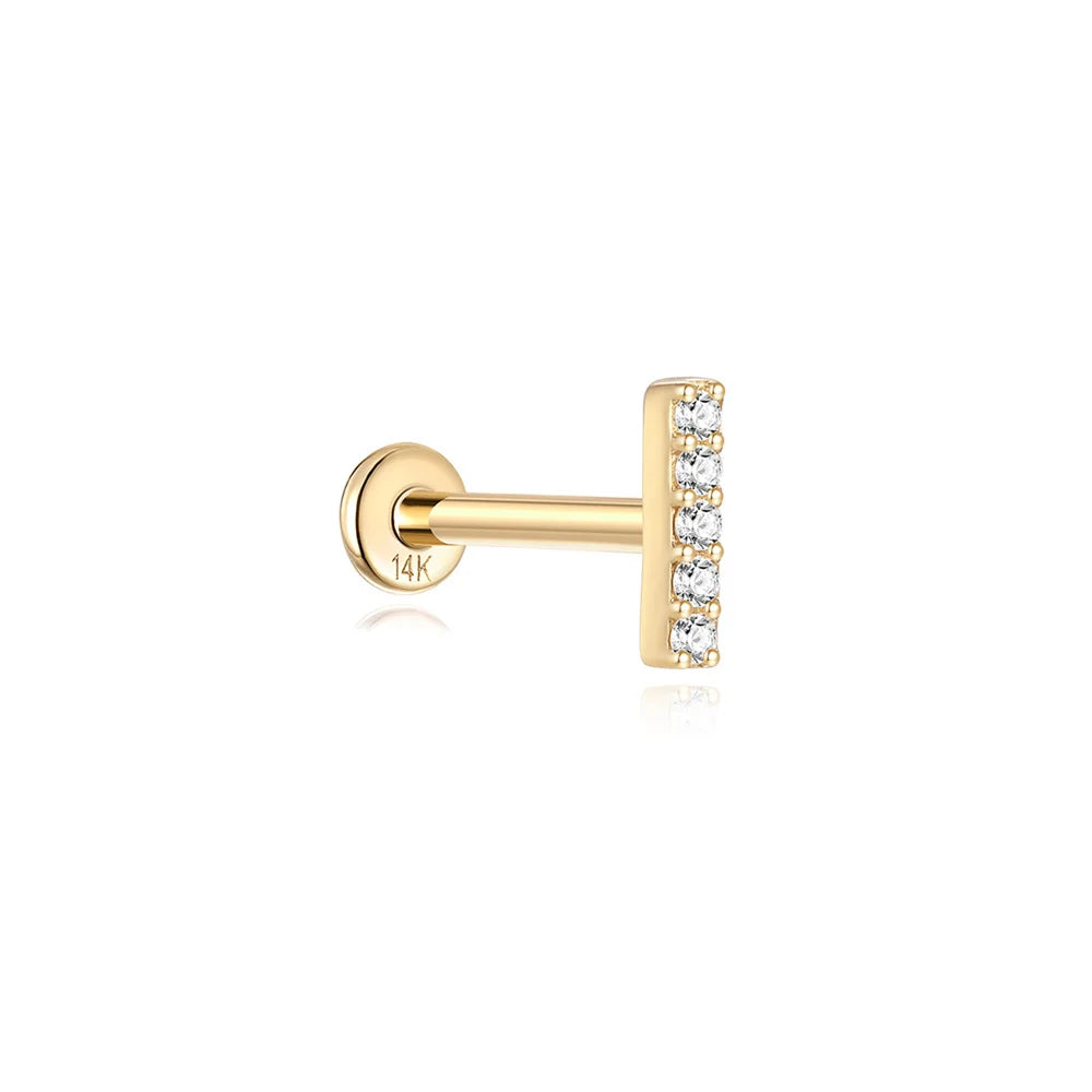 AIDE Single 1piece 14K Solid Gold Jewelry Stud Earring For Women Simple Mini Puncture Earrings Yellow Gold Jewelry Birthday Gift