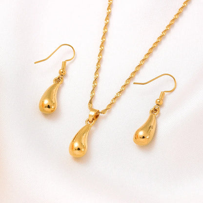 Fashion Gold Color Jewelry for Women Necklace Earrings Set Party Accessories Dubai India Africa Gift