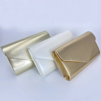 Ladies Mini Shiny Leather Envelope Purse Women Luxury Golden Chain Crossbody Bag Fashion Girls White Cell Phone Purse Wallet