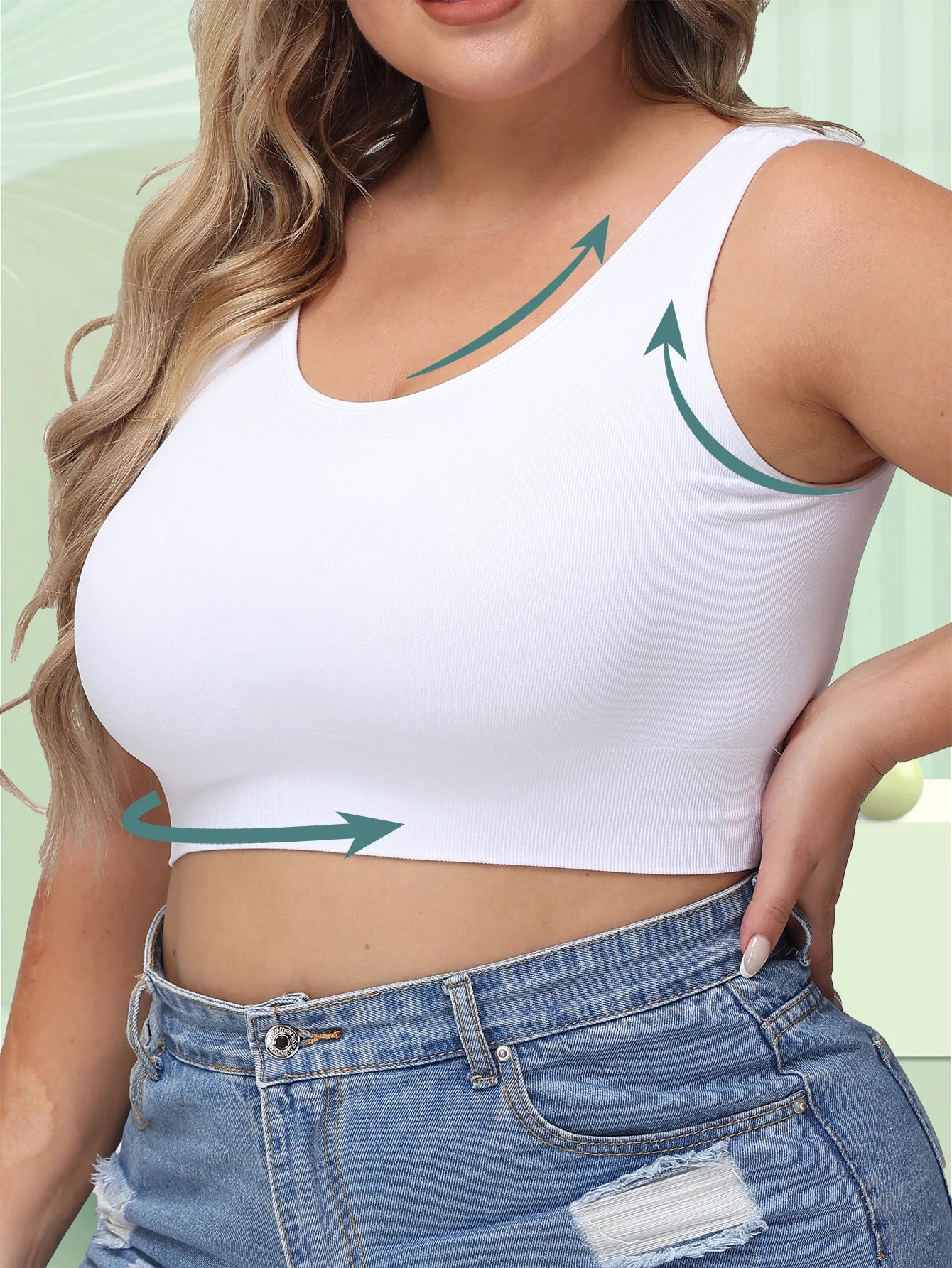 Plus-size women's bra with lift and prevention of sagging, shaping and support for side bust, comfortable without wire support.