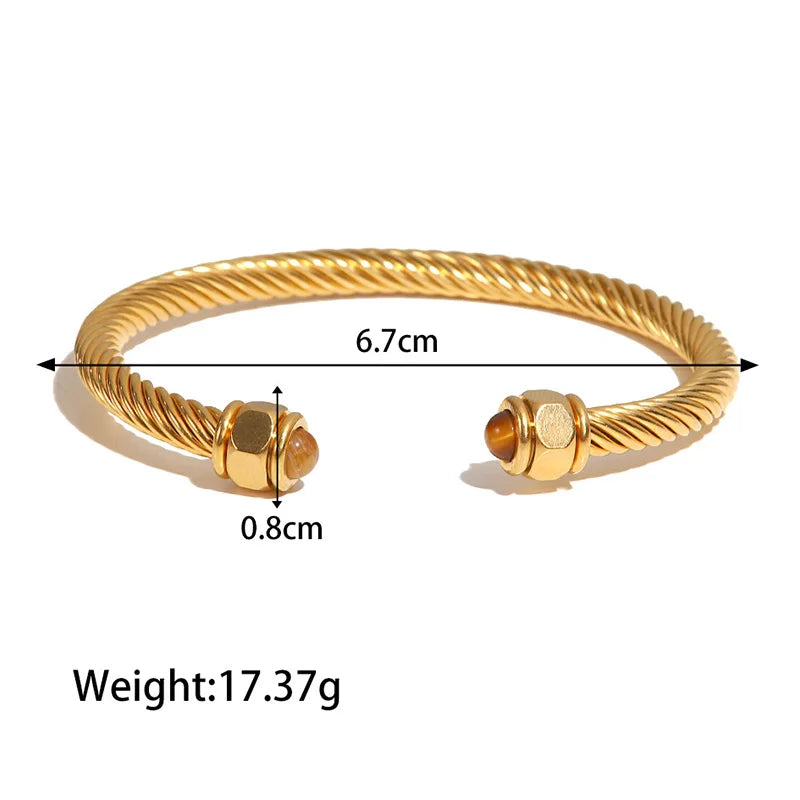 Zalman Romantic Pearl Bangles Set for Women Stainless Steel Gold Jewelry Accessories