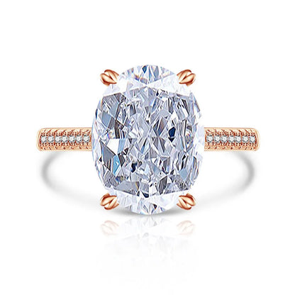 925 Sterling Silver Luxury Atmospheric Sparkle Pigeon Egg Zircon Ladies Ring Rose Gold Jewelry
