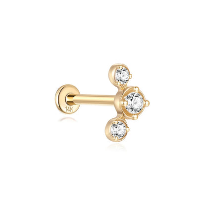 AIDE Single 1piece 14K Solid Gold Jewelry Stud Earring For Women Simple Mini Puncture Earrings Yellow Gold Jewelry Birthday Gift