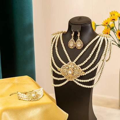 Luxurious Pearl & Gemstone Gold Jewelry Set, Exquisite Wedding Accessory For Ethnic Bridal Looks & Traditional Celebrations