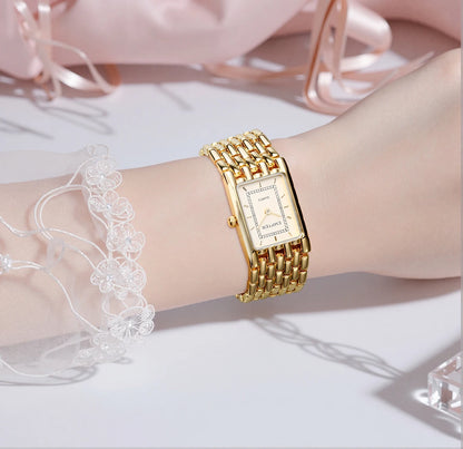 Small Gold Watches for Women - Dainty Analog Quartz Watch for Women - Ladies Watches Square Bracelet Watches for Casual Dress