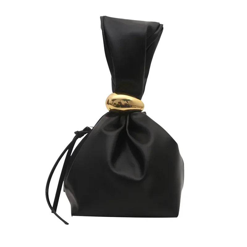 Fashion Pu Leather Women Handbags Vintage Pleated Design Ladies Small Tote Bag Elegant Evening Bags Female Bucket Dinner Purse