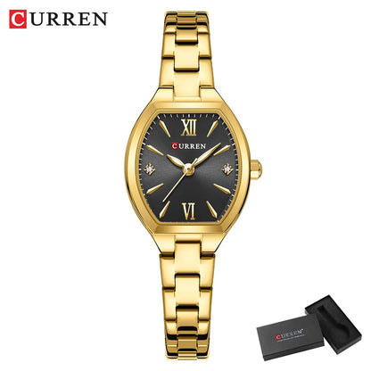 CURREN Gold Watches for Women Dainty Watches Luxury Ladies Dress Stainless Steel Bracelet Watch Analog Quartz Waterproof Watch