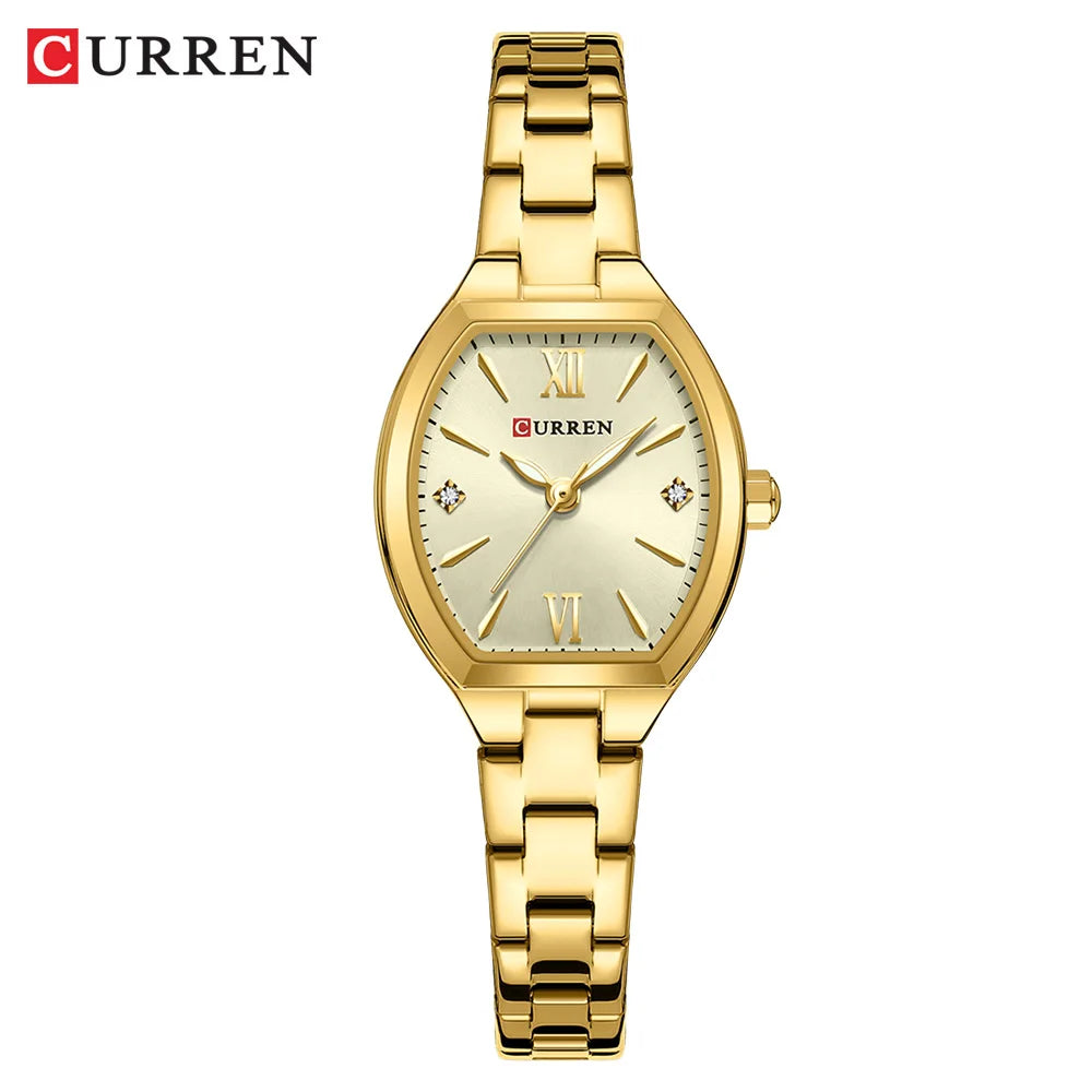 CURREN Gold Watches for Women Dainty Watches Luxury Ladies Dress Stainless Steel Bracelet Watch Analog Quartz Waterproof Watch