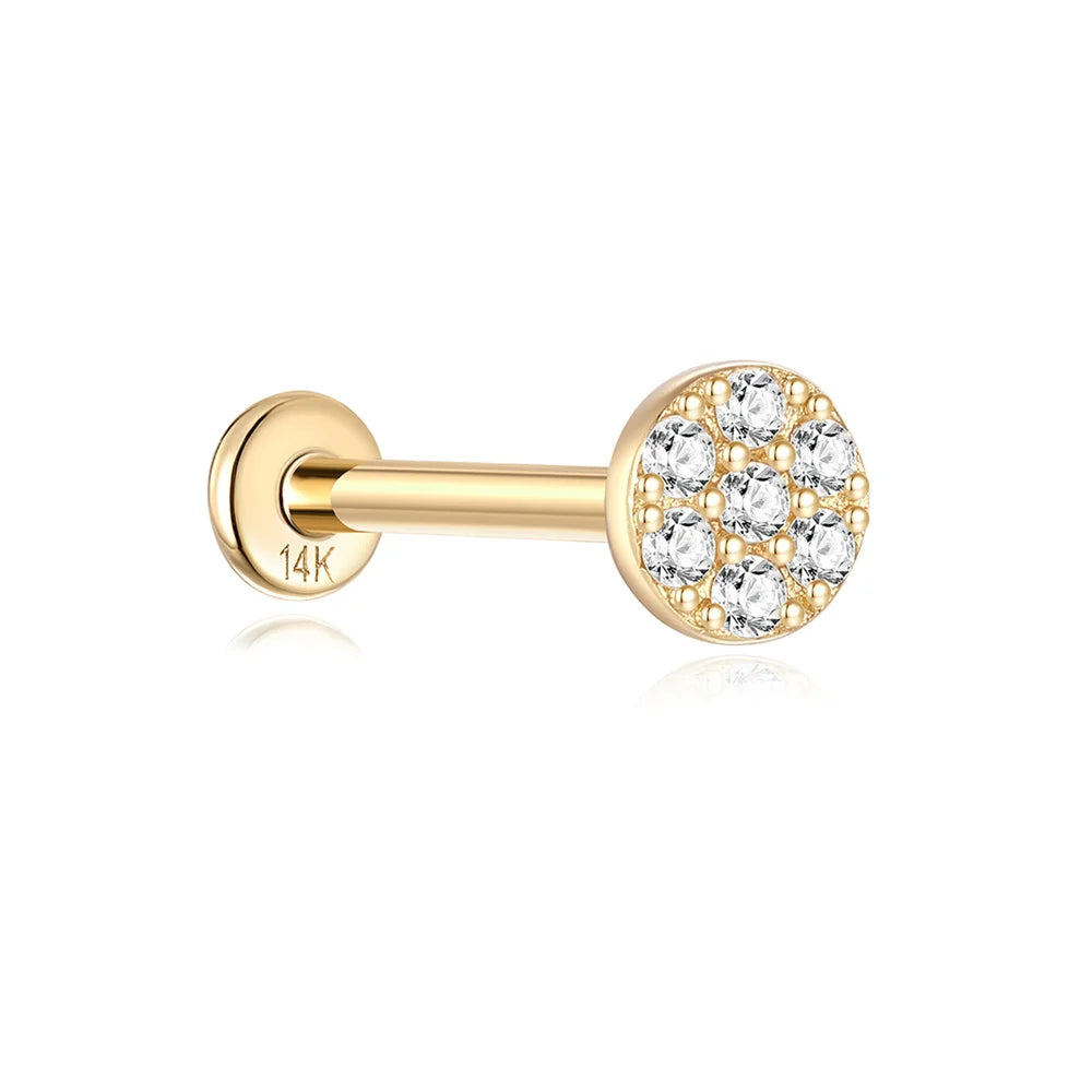 AIDE Single 1piece 14K Solid Gold Jewelry Stud Earring For Women Simple Mini Puncture Earrings Yellow Gold Jewelry Birthday Gift