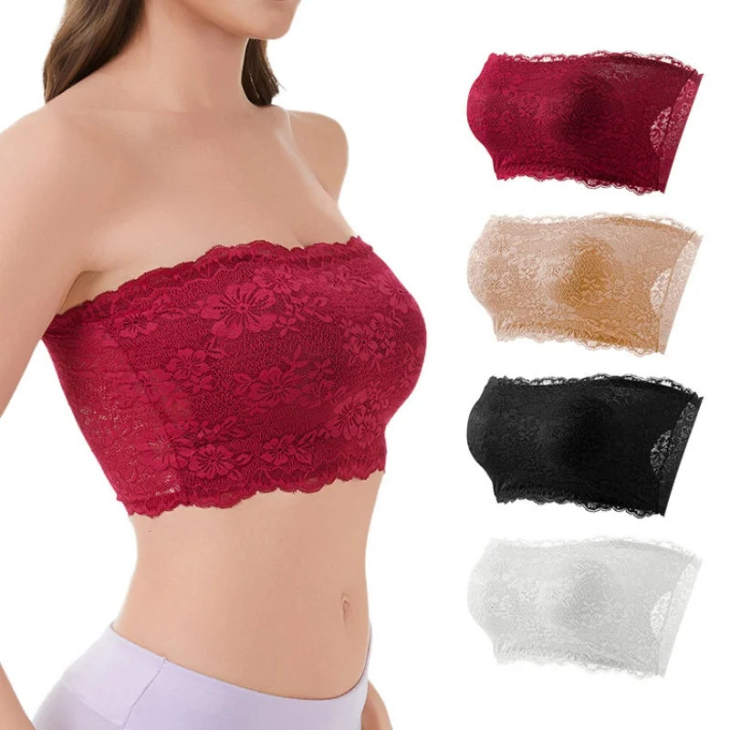 Plus Size Lace Bra Women Strapless Sexy Bra Comfortable Breathable Summer Sports Bra