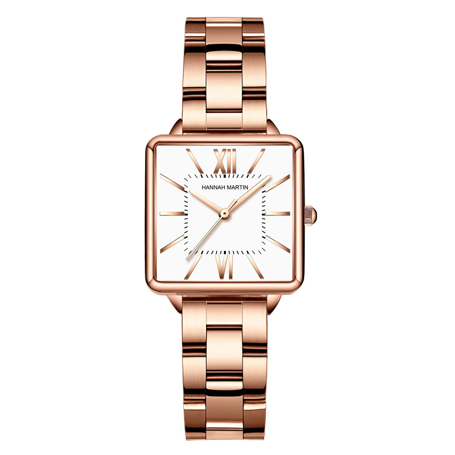 Japan Quartz Movement Green Dial Roman Square Watches Case Stanless Steel Fashion Wristwatch Ladies Rose Gold Watches For Women
