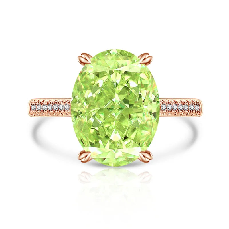 925 Sterling Silver Luxury Atmospheric Sparkle Pigeon Egg Zircon Ladies Ring Rose Gold Jewelry