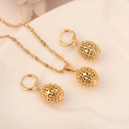 Fashion Gold Color Jewelry for Women Necklace Earrings Set Party Accessories Dubai India Africa Gift