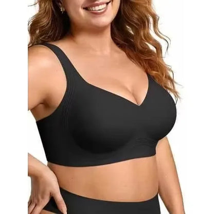Women's Plus Size Seamless Jelly Soft Support Bra Leopard Print Wire-Free Full Cup Thin Bra Breathable Push Up Bra Large Bust