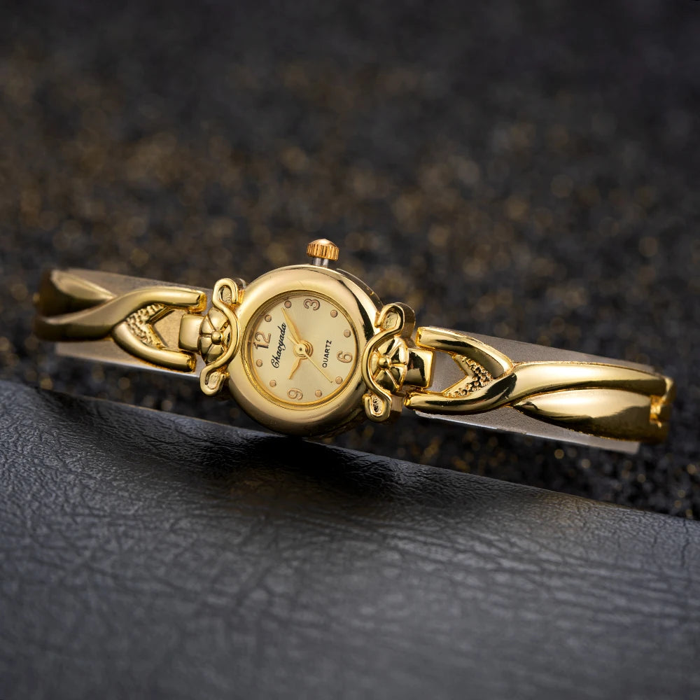 Fashion Thin Gold Watches for Women Exquisite Luxury Ladies Quartz Bracelet Wristwatches Vintage Female Clock Gift Montre Femme