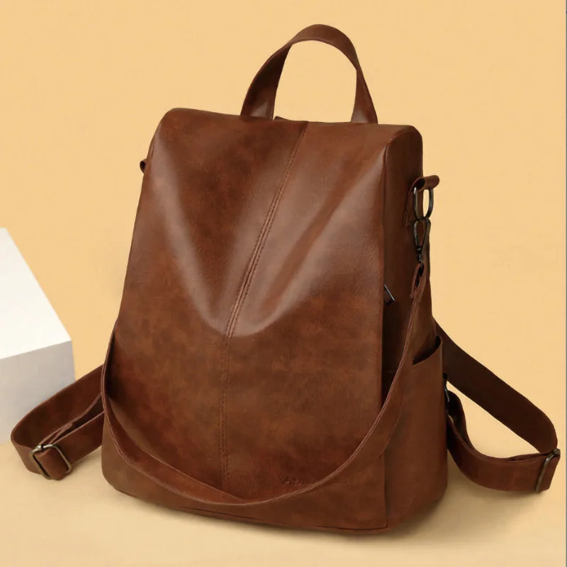 Ladies Bookbag Rucksack Women Large Capacity Backpack Purses High Quality PU Leather Female Vintage School Bags Travel Bagpack