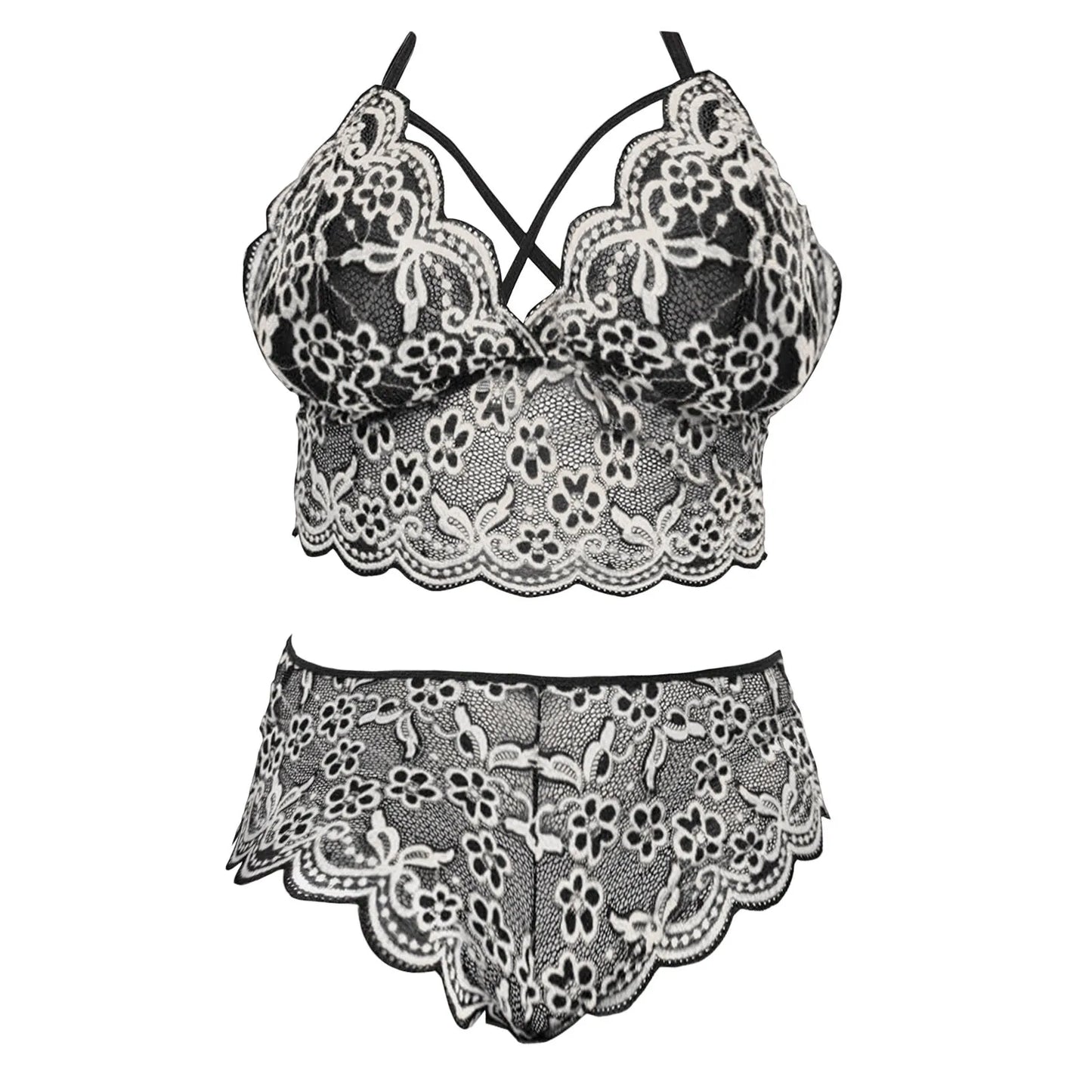 Plus Size Bra 2 Pieces Sets Sexy Lingerie Women Lace Embroidery Bra & Brief Sets Underwear Sleepwear Pajamas Exotic Set 4XL