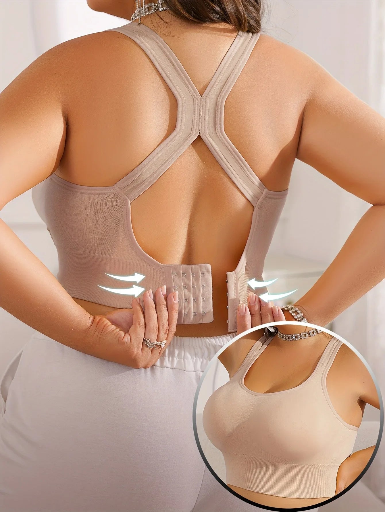 Plus Size Women's Sports Bra with Cross Straps And Padding,Push-Up,Comfortable,High-Elasticity,Breathable,Skin-Friendly
