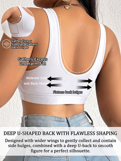 Plus Size Bust Women Bra Full Cup Wireless Unlined Push Up Brassiere Front Closure Anti Sagging Shaping Comfort Bra
