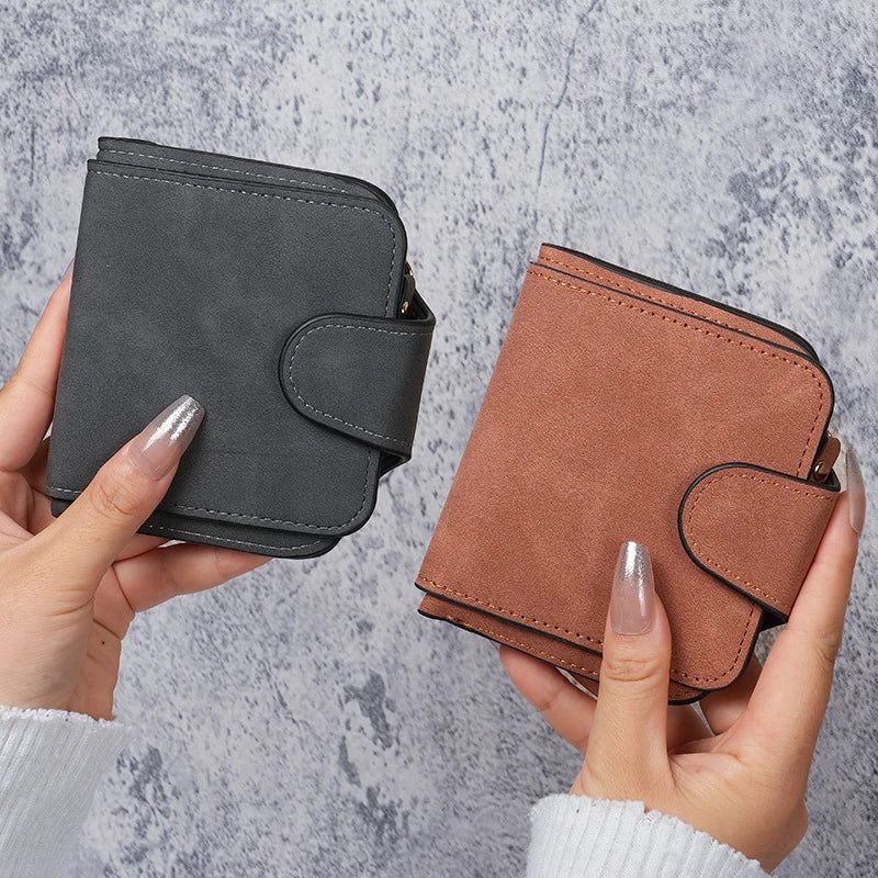 Ladies Zip Purse Women Wallet Frosted Leather Vintage Female Clutch Bag Credit Card Holder Phone Bag Money Clip
