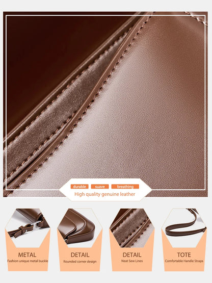 Zency Luxury Handbags Purses For Women Genuine Leather French Style Summer Ladies Shoulder Bag Underarm Crossbody Messenger