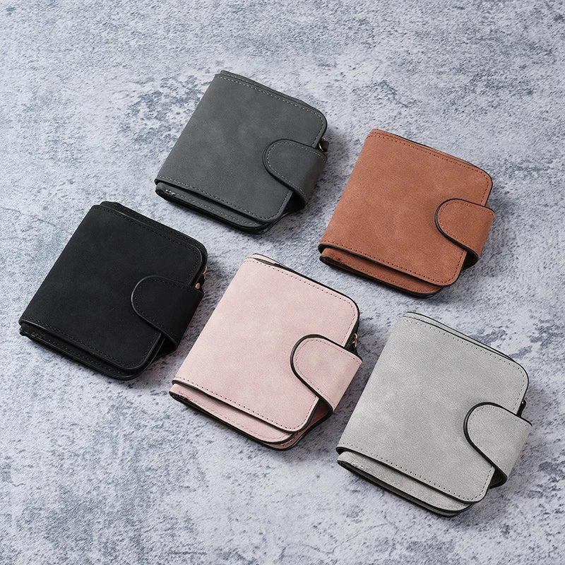 Ladies Zip Purse Women Wallet Frosted Leather Vintage Female Clutch Bag Credit Card Holder Phone Bag Money Clip